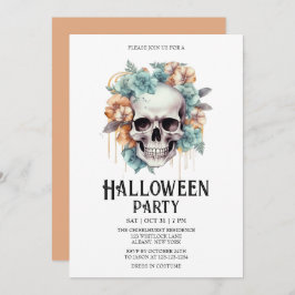 Skeleton Skull Blume Minze Halloween-Party Einladung