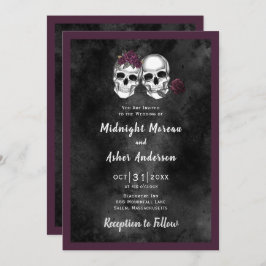 Skeleton Skull Couple Rose Gothic Wedding Einladung