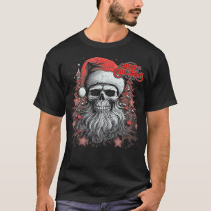 Skeleton Skull Funny Frohe Weihnachten Santa Match T-Shirt