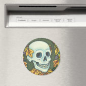 SKELETON SKULL, GENTLEMAN HALLOWEEN MAGNET Runde (In Situ (Geschirrspüler))