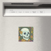 SKELETON SKULL, GENTLEMAN HALLOWEEN MAGNET Square (In Situ (Geschirrspüler))