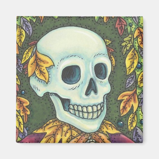 SKELETON SKULL, GENTLEMAN HALLOWEEN MAGNET Square (Vorne)