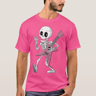 Skeleton Skull Gitarre Rock on Heavy Metal Devil H T-Shirt