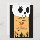 Skeleton Skull Graveyard Black Gothic Halloween Einladung (Vorderseite)