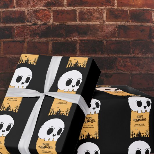 Skeleton Skull Graveyard Black Gothic Halloween Geschenkpapier