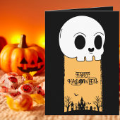 Skeleton Skull Graveyard Black Gothic Halloween Karte