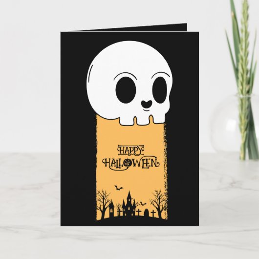 Skeleton Skull Graveyard Black Gothic Halloween Karte (Vorderseite)