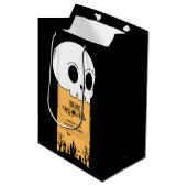 Skeleton Skull Graveyard Black Gothic Halloween Mittlere Geschenktüte (Vorderseite Schrägansicht)
