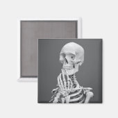 Skeleton Skull Halloween Schwarz und Weiß Grau Magnet (Vorderseite/Rückseite)
