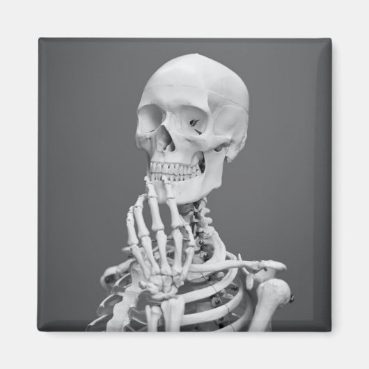 Skeleton Skull Halloween Schwarz und Weiß Grau Magnet (Vorne)