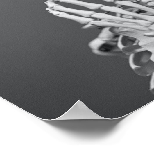 Skeleton Skull Halloween Schwarz und Weiß Grau Poster (Ecke)