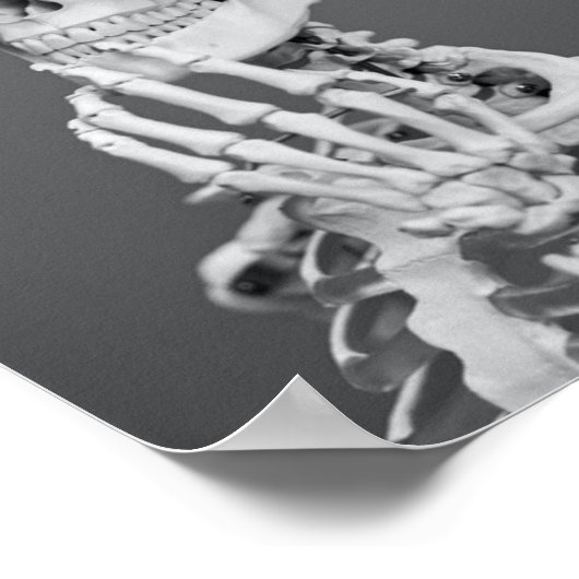 Skeleton Skull Halloween Schwarz und Weiß Grau Poster (Ecke)