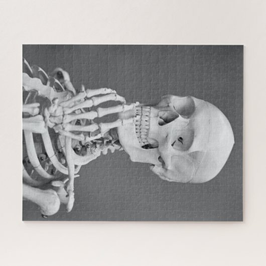 Skeleton Skull Halloween Schwarz und Weiß Grau Puzzle (Horizontal)