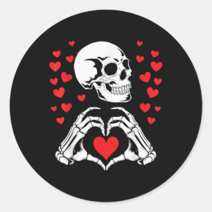 Skeleton Skull Hands Herz Valentinstag Funny Bo Runder Aufkleber