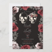 Skeleton Skull Mauve Dusty Rose Gothic Wedding Einladung (Vorderseite)