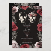 Skeleton Skull Mauve Dusty Rose Gothic Wedding Einladung (Vorne/Hinten)