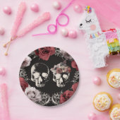 Skeleton Skull Mauve Dusty Rose Gothic Wedding Pappteller (Party)