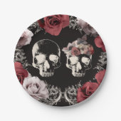 Skeleton Skull Mauve Dusty Rose Gothic Wedding Pappteller (Vorderseite)