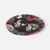 Skeleton Skull Mauve Dusty Rose Gothic Wedding Pappteller (Schrägansicht)