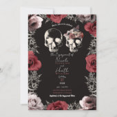 Skeleton Skull Mauve Dusty Rose Gotische Verlobung Einladung (Vorderseite)
