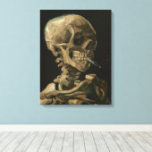 Skeleton Skull mit brennender Zigarette von Van Go Leinwanddruck (Insitu (Holzboden))