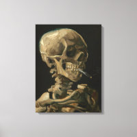 Skeleton Skull mit brennender Zigarette von Van Go