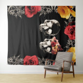 Skeleton Skull Red Yellow Fotografy Background Wandteppich (Beispiel (Horizontal))