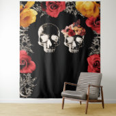 Skeleton Skull Red Yellow Fotografy Background Wandteppich (Beispiel)