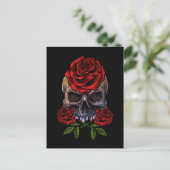 Skeleton Skull Rose Romantischer Blumentod Postkarte (Stehend Vorderseite)
