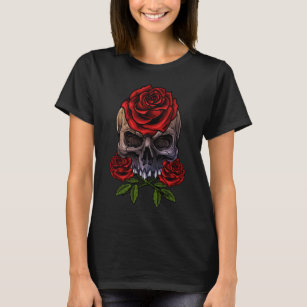 Skeleton Skull Rose Romantischer Blumentod T-Shirt