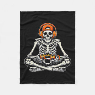 Skeleton Skull Video Game Gamer Men Boys Halloween Fleecedecke