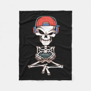 Skeleton Skull Video Gamer Halloween Outfit Men Bo Fleecedecke
