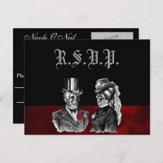 Skeleton Skulls UAWG Einladungspostkarte (Vorne/Hinten)