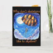 "Skeleton Skydiver" Kinderwitz Halloween Karte (Vorderseite)