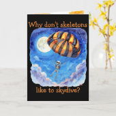 "Skeleton Skydiver" Kinderwitz Halloween Karte (Gelbe Blume)