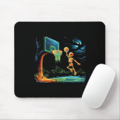 Skeleton Slam Dunk Hoop Bysketbyll Halloween Men B Mousepad (Mit Mouse)