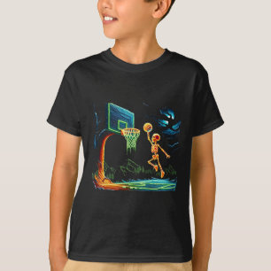 Skeleton Slam Dunk Hoop Bysketbyll Halloween Men B T-Shirt
