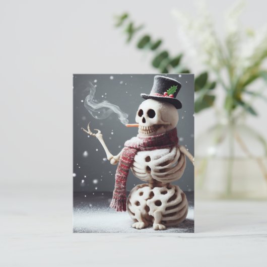 Skeleton Snow Man Postkarte (Stehend Vorderseite)