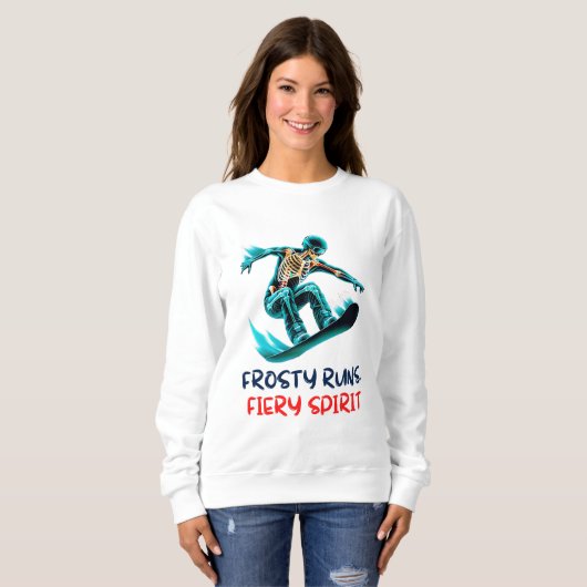 Skeleton Snowboarder Thrills in Motion Sweatshirt (Vorne ganz)