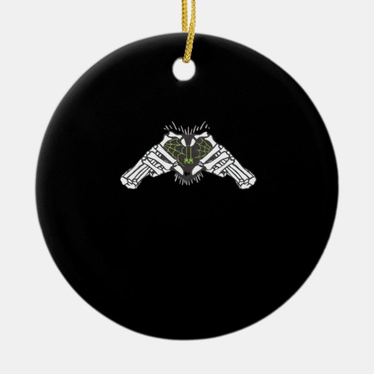 Skeleton Spider Heart Keramik Ornament (Vorne)