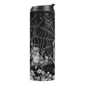 Skeleton Spider Moon Web Black Halloween Thermosbecher (Nach links gedreht)