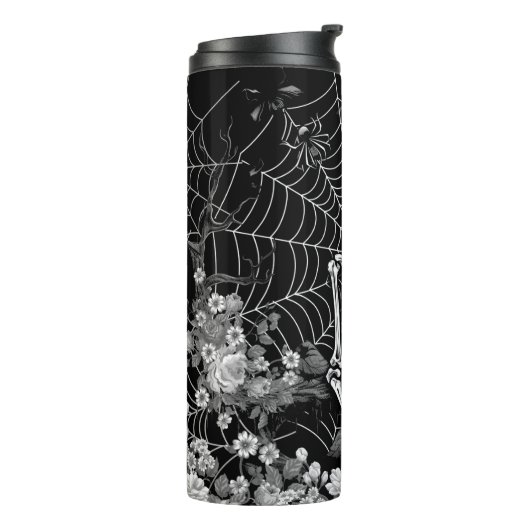 Skeleton Spider Moon Web Black Halloween Thermosbecher (Nach links gedreht)