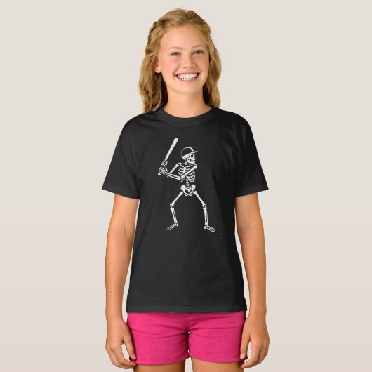 Skeleton spielt Baseball-Geschenk T-Shirt (Vorne ganz)