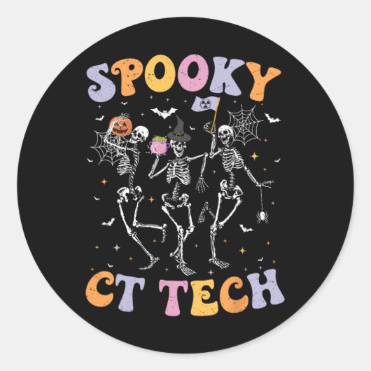 Skeleton Spooky Ct Tech Computertomographie Tech H Runder Aufkleber (Vorderseite)