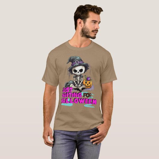 Skeleton spooky vibe summer funny just waiting for T-Shirt (Vorne ganz)