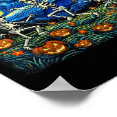 Skeleton Starry Night Van Gogh Dancing Skeletts H Poster (Ecke)