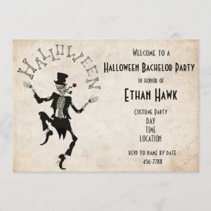 Skeleton Steampunk Halloween Bachelor B'day Party Einladung