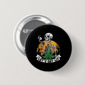 Skeleton Stoner Rauchen Unkraut Lit Hallowe Button (Vorne & Hinten)