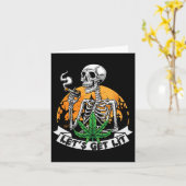 Skeleton Stoner Rauchen Unkraut Lit Hallowe Karte (Gelbe Blume)