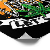 Skeleton Stoner Rauchen Unkraut Lit Hallowe Poster (Ecke)